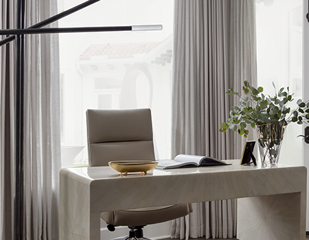 Custom marble desk in master bedroom detail in Houston, TX